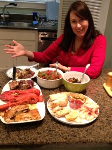 Carmela makes the fish for New Year's Eve at Grandma's House.