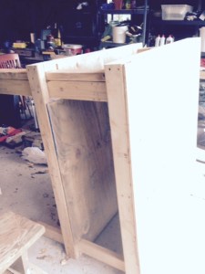The Boys in the Basement laundry table being built.